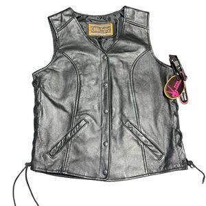 Daniel Smart Leather Motorcycle Vest – Size Large – Biker Riding Gear